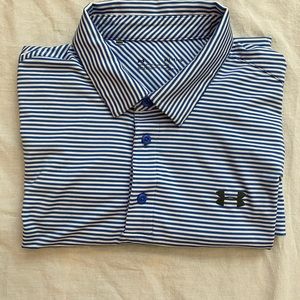 Men’s Under Armour blue and white stripe golf polo size X-Large